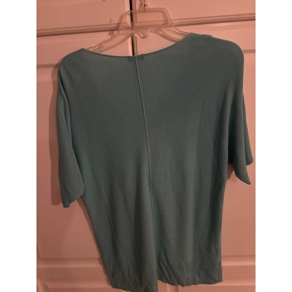 Talbots Womens V-Neck Short Sleeve Knit Sweater Light Blue Cotton Rayon M - Picture 5 of 6